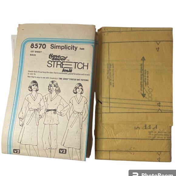 Simplicity 8570 Dress Top Belt Pattern Miss 8-12 Pullover Stretch Knit Tunic - Picture 5 of 6